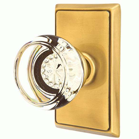 ##Antique Hardware## Crystal Georgetown Door Knob Set With Rectangular Rosette (Several Finish Options)