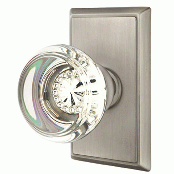 ##Antique Hardware## Crystal Door Hardware - Georgetown Privacy Door Knob with Rectangular Rose in Flat Black - 8221GTUS19 - Emtek Hardware