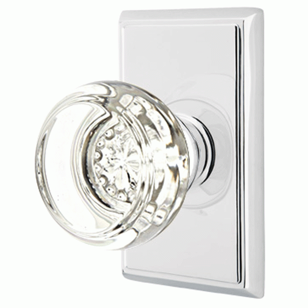 ##Antique Hardware## Crystal Door Hardware - Georgetown Privacy Door Knob with Rectangular Rose in Flat Black - 8221GTUS19 - Emtek Hardware