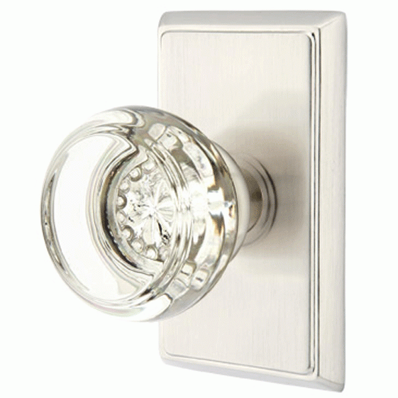 ##Antique Hardware## Crystal Georgetown Door Knob Set With Rectangular Rosette (Several Finish Options)