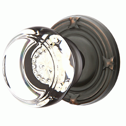 ##Antique Hardware## Emtek Crystal Georgetown Door Knob Set With Ribbon & Reed Rosette (Several Finish Options)