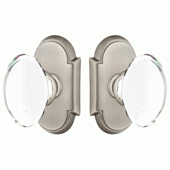 Antique Hardware Crystal Hampton Door Knob Set With # 8 Rosette (Several Finish Options) EMTEK GLASS CRYSTAL HAMPTON DOOR KNOB