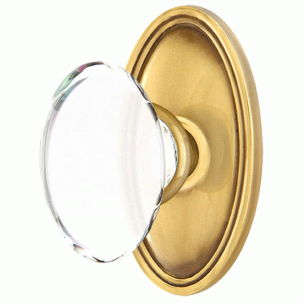 ##Antique Hardware## Crystal Hampton Door Knob Set With Oval Rosette (Several Finish Options)