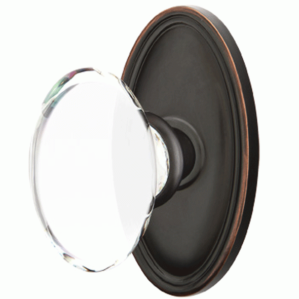##Antique Hardware## Crystal Hampton Door Knob Set With Oval Rosette (Several Finish Options)