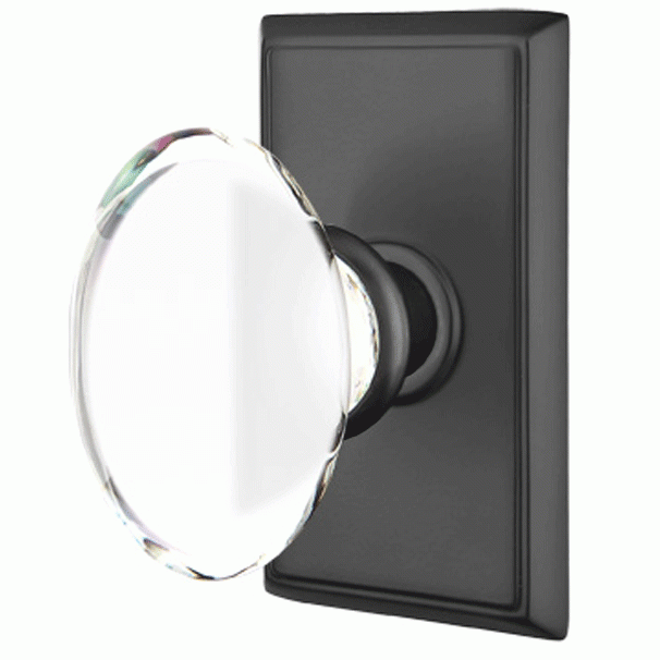 ##Antique Hardware## Crystal Hampton Door Knob Set With Rectangular Rosette (Several Finish Options)