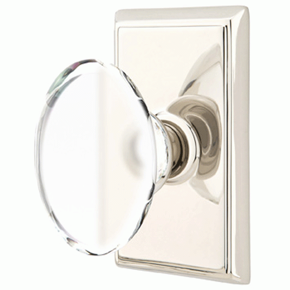 ##Antique Hardware## Crystal Hampton Door Knob Set With Rectangular Rosette (Several Finish Options)