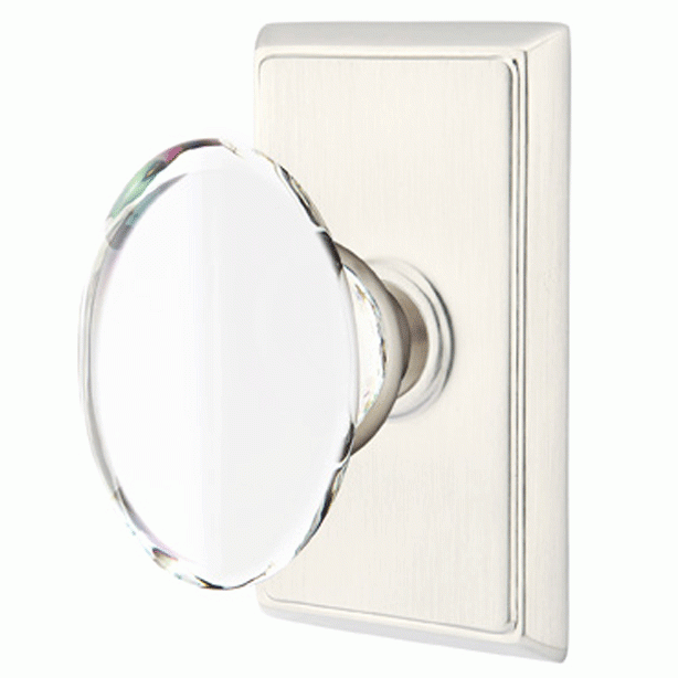 ##Antique Hardware## Crystal Hampton Door Knob Set With Rectangular Rosette (Several Finish Options)