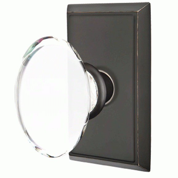 ##Antique Hardware## Crystal Hampton Door Knob Set With Rectangular Rosette (Several Finish Options)