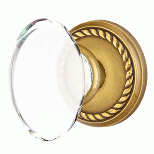 ##Antique Hardware## Crystal Hampton Door Knob Set With Rope Rosette (Several Finish Options)