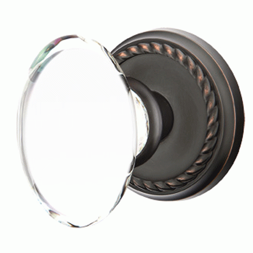 ##Antique Hardware## Crystal Hampton Door Knob Set With Rope Rosette (Several Finish Options)