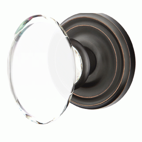 ##Antique Hardware## Emtek Crystal Hampton Door Knob Set With Regular Rosette (Several Finish Options)