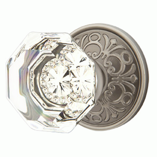##Antique Hardware## Emtek Crystal Old Town Clear Door Knob Set With Lancaster Rosette (Several Finish Options)