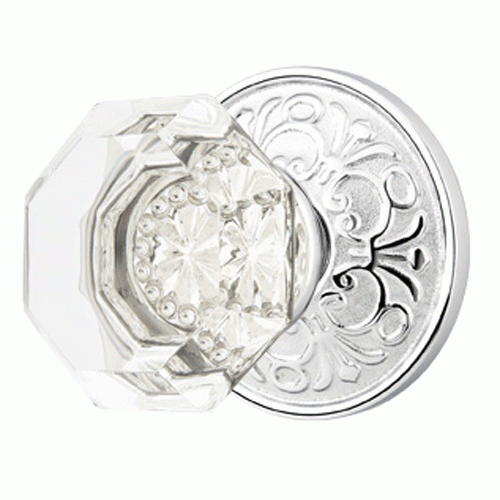 ##Antique Hardware## Emtek Crystal Old Town Clear Door Knob Set With Lancaster Rosette (Several Finish Options)