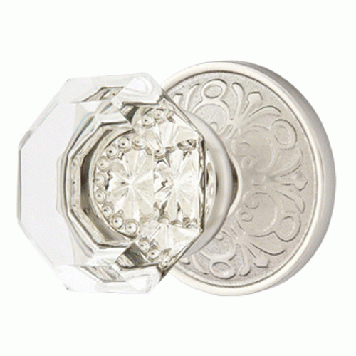 ##Antique Hardware## Emtek Crystal Old Town Clear Door Knob Set With Lancaster Rosette (Several Finish Options)