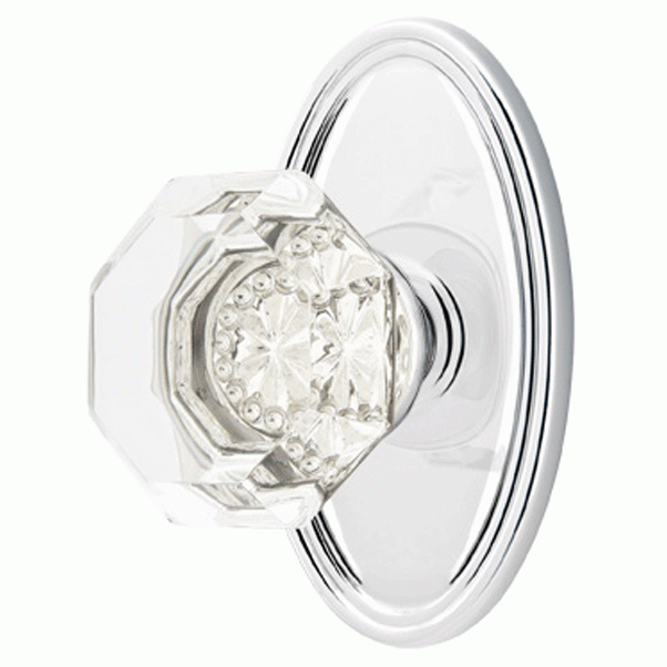 ##Antique Hardware## Emtek Crystal Old Town Clear Door Knob Set With Oval Rosette (Several Finish Options)