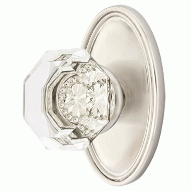 ##Antique Hardware## Emtek Crystal Old Town Clear Door Knob Set With Oval Rosette (Several Finish Options)