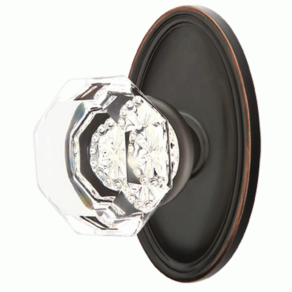 ##Antique Hardware## Emtek Crystal Old Town Clear Door Knob Set With Oval Rosette (Several Finish Options)