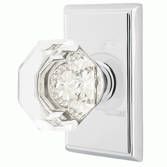 ##Antique Hardware## Emtek Crystal Old Town Clear Door Knob Set With Rectangular Rosette (Several Finish Options)