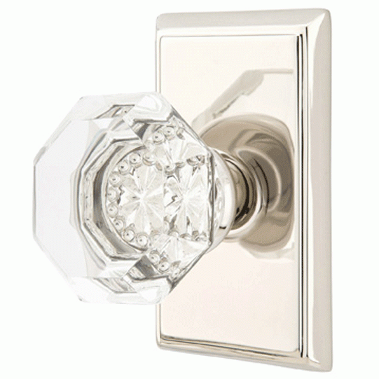 ##Antique Hardware## Emtek Crystal Old Town Clear Door Knob Set With Rectangular Rosette (Several Finish Options)