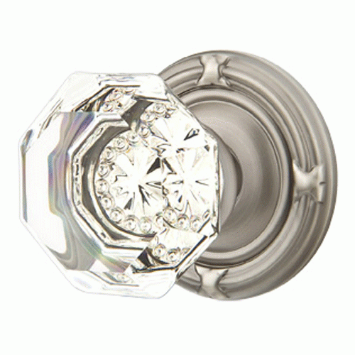 ##Antique Hardware## Emtek Crystal Old Town Clear Door Knob Set With Ribbon & Reed Rosette (Several Finish Options)