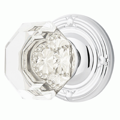 ##Antique Hardware## Emtek Crystal Old Town Clear Door Knob Set With Ribbon & Reed Rosette (Several Finish Options)