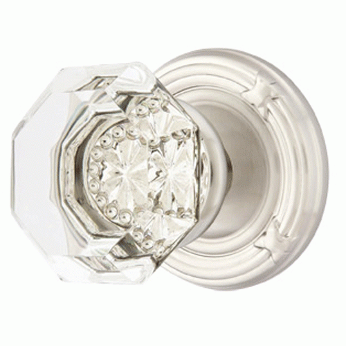 ##Antique Hardware## Emtek Crystal Old Town Clear Door Knob Set With Ribbon & Reed Rosette (Several Finish Options)