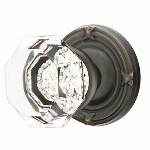 ##Antique Hardware## Emtek Crystal Old Town Clear Door Knob Set With Ribbon & Reed Rosette (Several Finish Options)