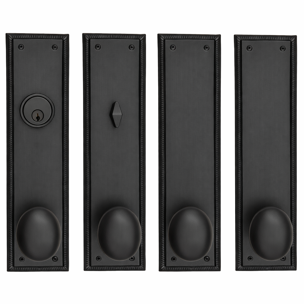 ##Antique Hardware## Georgian Roped Rectangular Double Door Deadbolt Entryway Set (Several Knob & Finish Options Available)
