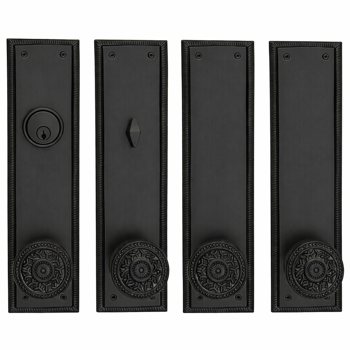 ##Antique Hardware## Georgian Roped Rectangular Double Door Deadbolt Entryway Set (Several Knob & Finish Options Available)