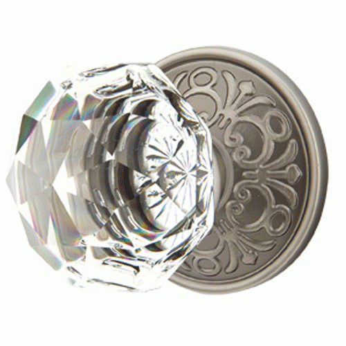 ##Antique Hardware## Emtek Diamond Crystal Door Knob Set With Lancaster Rosette (Several Finish Options)