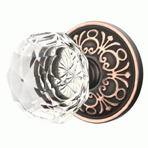 ##Antique Hardware## Emtek Diamond Crystal Door Knob Set With Lancaster Rosette (Several Finish Options)