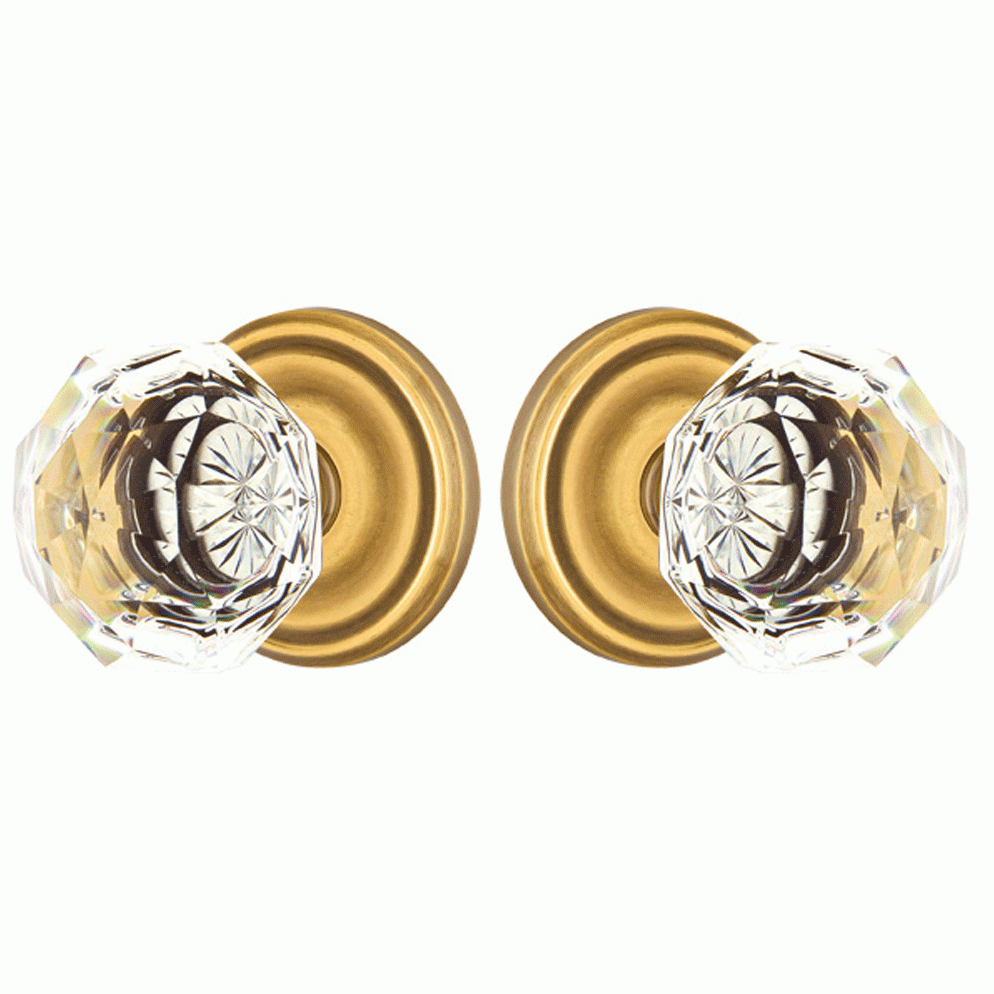 ##Antique Hardware## Diamond Crystal Door Knob Set With Regular Rosette (Several Finish Options)