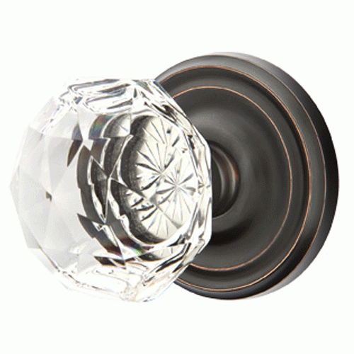 ##Antique Hardware## Diamond Crystal Door Knob Set With Regular Rosette (Several Finish Options)