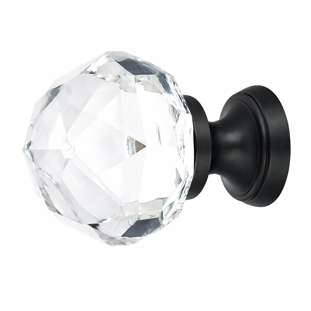 1 1/4 Inch Diamond Crystal Glass Cabinet & Furniture Knob
