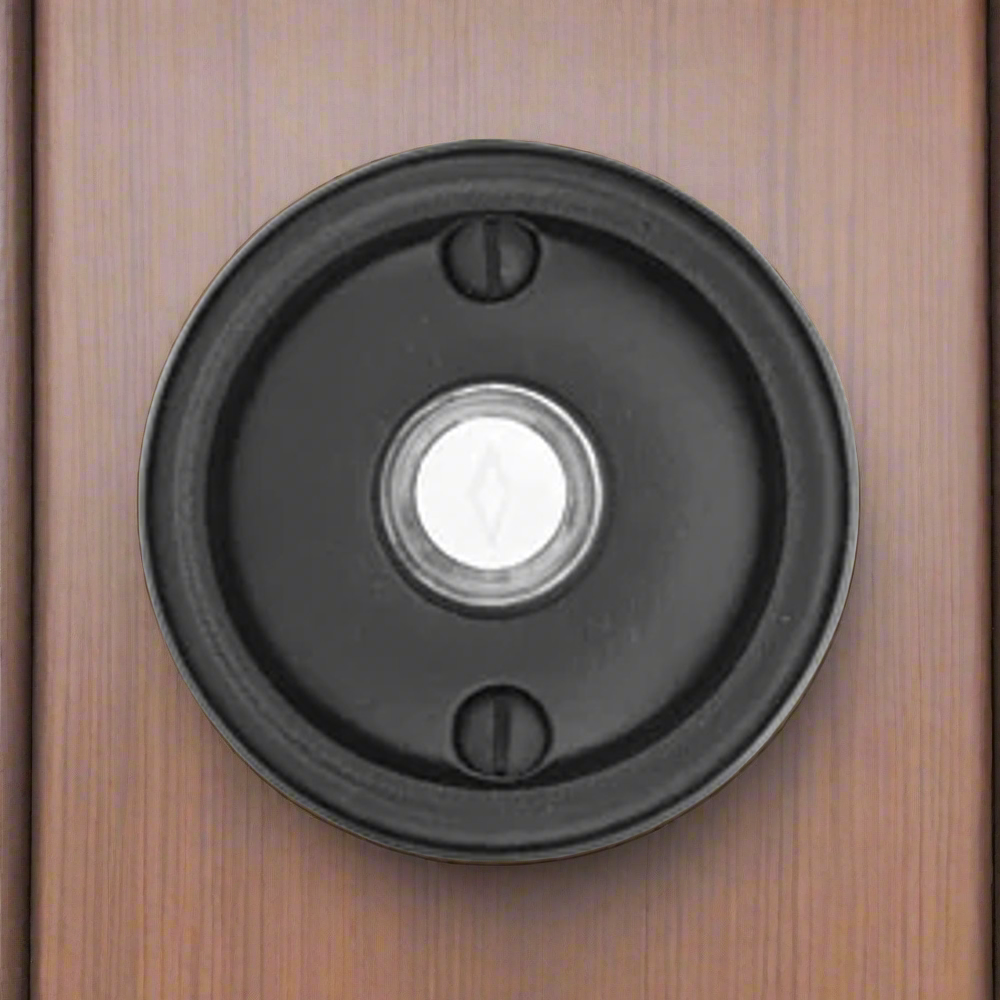 Antique Hardware 2 5/8 Inch Solid Brass Lost Wax Doorbell Button with Round Rosette Door Bells & Chimes