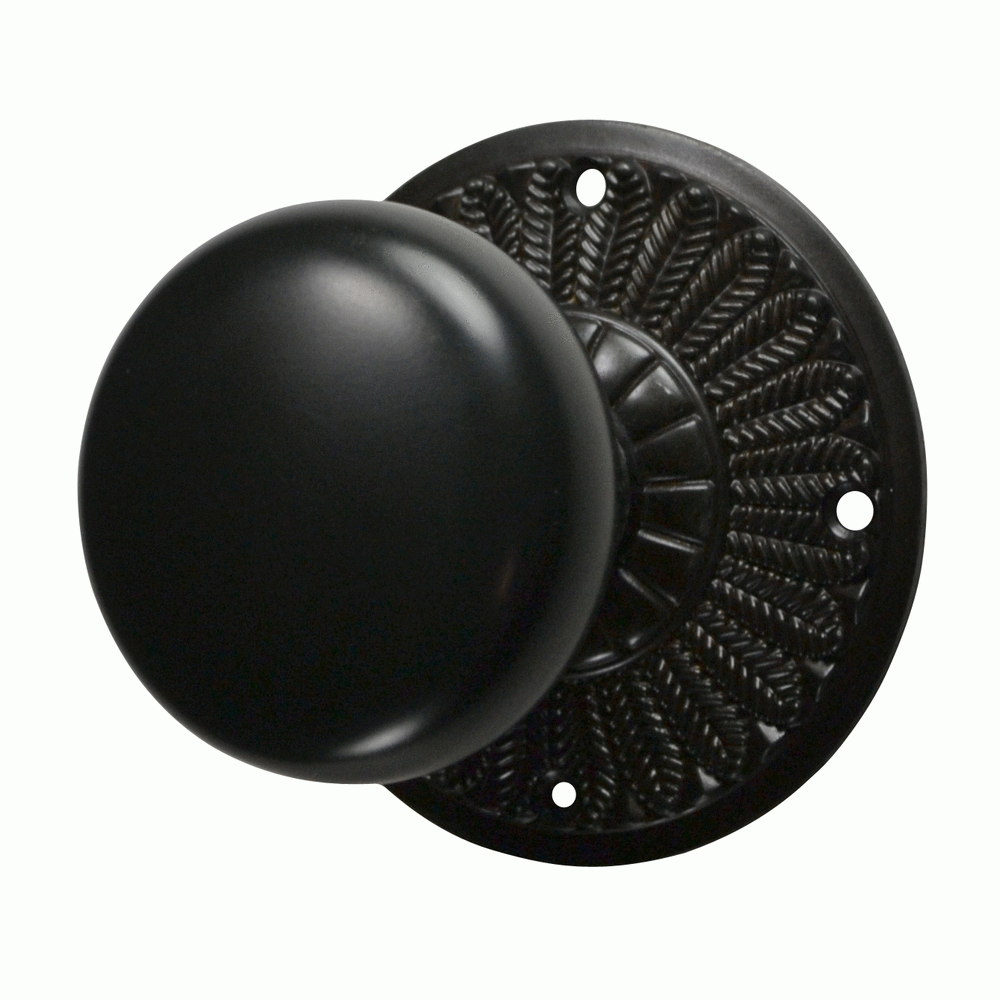 ##Antique Hardware## Feather Rosette Door Set with Round Brass Door Knobs (Several Finishes Available)