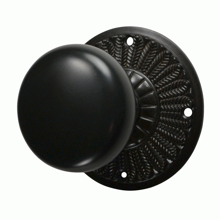 ##Antique Hardware## Feather Rosette Door Set with Round Brass Door Knobs (Several Finishes Available)