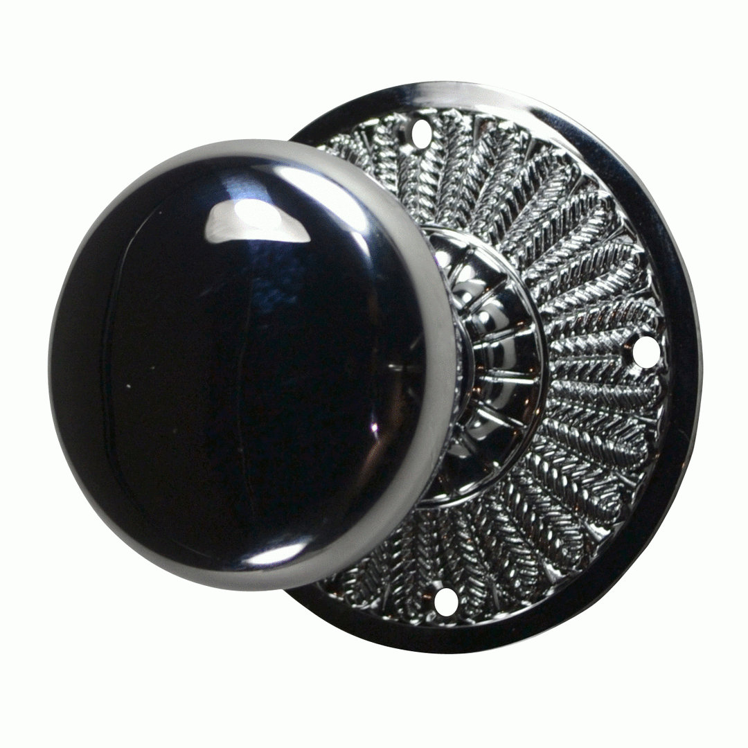 ##Antique Hardware## Feather Rosette Door Set with Round Brass Door Knobs (Several Finishes Available)