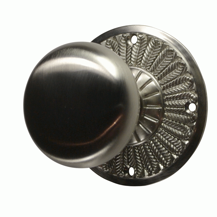 ##Antique Hardware## Feather Rosette Door Set with Round Brass Door Knobs (Several Finishes Available)