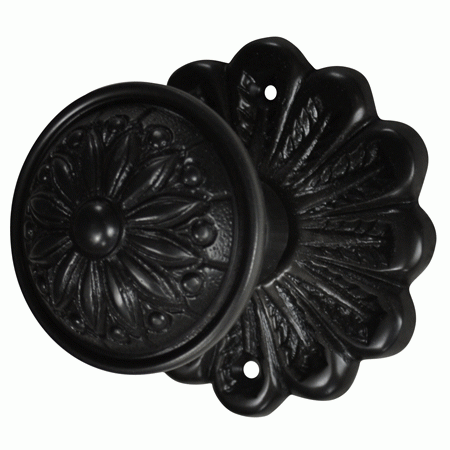 ##Antique Hardware## Maltesia Flower Rosette Door Set with Floral Imprint Door Knobs (Several Finishes Available)