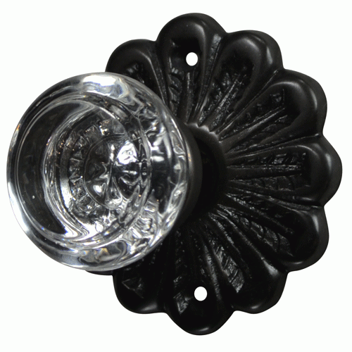 ##Antique Hardware## Maltesia Flower Rosette Door Set with Clear Crystal Door Knobs (Several Finishes Available)