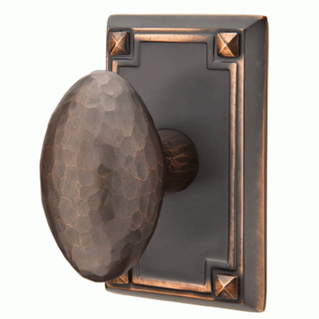 ##Antique Hardware## Hammered Egg Knob With Rectangular Rosette (Several Finish Options)