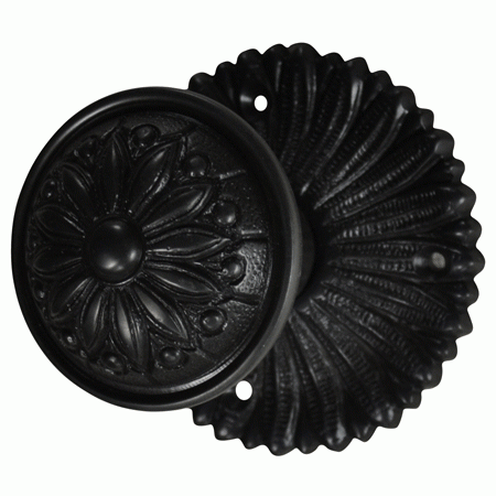 ##Antique Hardware## French Provincial Rosette Door Set with Floral Imprint Door Knobs (Several Finishes Available)