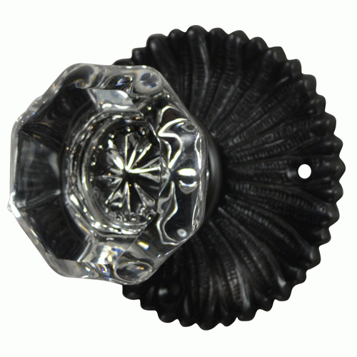 ##Antique Hardware## French Provincial Rosette Door Set with Crystal Octagon Door Knobs (Several Finishes Available)