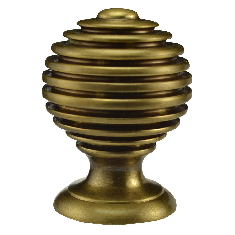 ##Antique Hardware## 1 1/2 Inch Solid Brass Circular Grooved Cabinet & Furniture Knob (Antique Brass Finish)