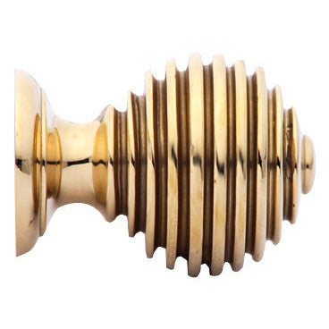 1 1/2 Inch Solid Brass Circular Grooved Cabinet & Furniture Knob (Polished Brass Finish)