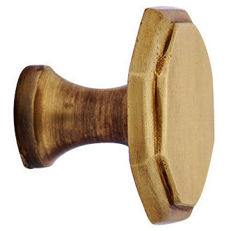 ##Antique Hardware## 1 5/8 Inch Solid Brass Octagonal Cabinet Knob (Antique Brass Finish)