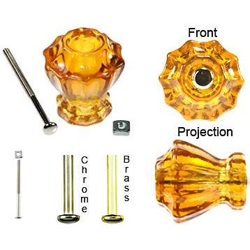 ##Antique Hardware## Astoria 1 1/4 Inch Clear Glass Decagon Ten Sided Drawer Cabinet & Furniture Knobs