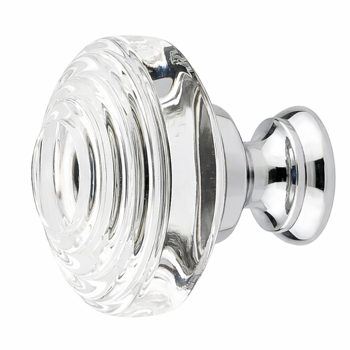 1 1/4 Inch Clear Crystal Glass Deco Cabinet & Furniture Knob