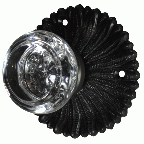 ##Antique Hardware## French Provincial Rosette Door Set with Crystal Round Door Knobs (Several Finishes Available)